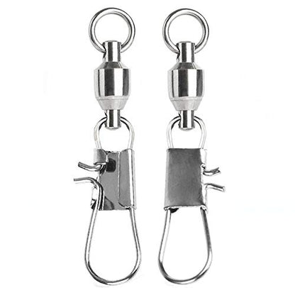 AMYSPORTS Stainless Steel Fishing Swivel Snap Ball Bearing Snap Swivels Fishing High Strength Saltwater Swivels Snaps Interlock Fishing Tackle Swivel Fishing Line Connector - size: size5 (87.5lb) 25 pcs
