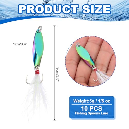PATIKIL Fishing Spoons, Fishing Lures Casting Spoon Treble Hooks Jigs Hard Metal Spinner Baits - color: Multicolor, size: 1/5 oz