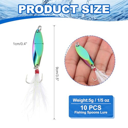 PATIKIL Fishing Spoons, Fishing Lures Casting Spoon Treble Hooks Jigs Hard Metal Spinner Baits - color: Multicolor, size: 1/5 oz