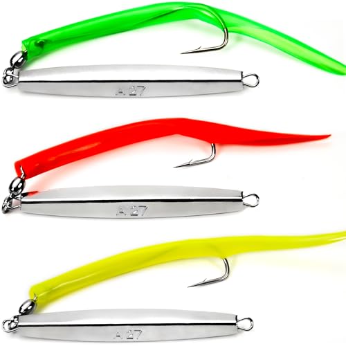 Diamond Jigs Saltwater Fishing Lures Sinking Metal Spoons, Casting Trolling Jigging Lures Bottom Surf Fishing Jigs for Bluefish, Striped bass, Tuna, Salmon, Deep Sea, Ocean - color: 3 oz - 3 Pcs