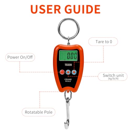 Digital Crane Scale 300kg/660lbs 200kg/440lbs with LED Handheld Mini Hanging Scale for Garage Farm Hunting Fishing Etc(200kg/Plastic Shell/Orange) - color: 200kg/Plastic Shell/Orange