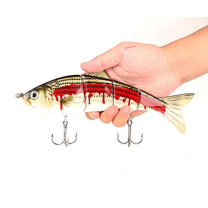 10in Multi Jointed Swimbait Fishing Lures Bait,4 Segment Big Giant Sinking Fishing Bass Lures,Crankbaits Swimbaits with Treble Hook - color: 10in,4.76oz-Color G
