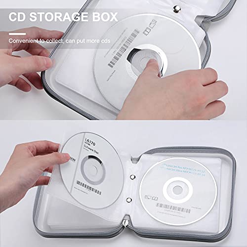 40 Capacity CD Case DVD Case Tropical Leaf Tynosaurus Rex Dinosaur Green Storage Holder Easy to Carry and Organize CDs and DVDs Disc Wallet Bag - color: color777