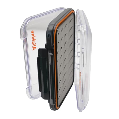ALICHINO Fly Box for Fly Files Ice Jig Box Two Sided Waterproof Fly Fishing Box for Nymphs and Streamers (Grey Foam Insert, XM 6.2 * 4 * 1.6 Inch) - size: Small-Medium 6.2 * 4 * 1.6 Inch