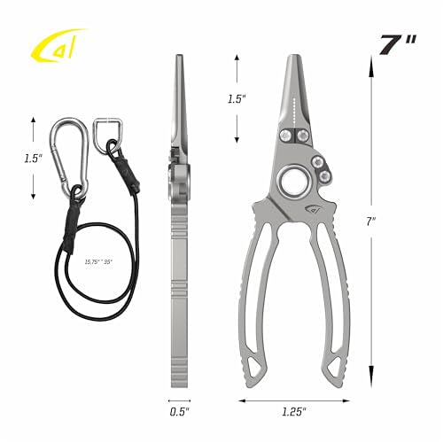danco Titanium Dual Cutter 7" Fishing Plier, Fishing Line and Wire Cutter, Saltwater Safe, Fresh/Saltwater Fishing, Sheath and Lanyard Included - style: Dual Cutter