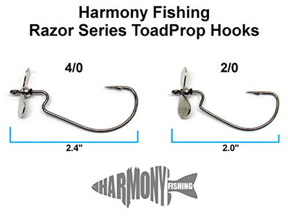 Harmony Fishing Razor Series ToadProp Hooks (5 Pack) EWG Propeller Hooks for topwater Frog/Toad baits - size: 4/0 (5 Pack)