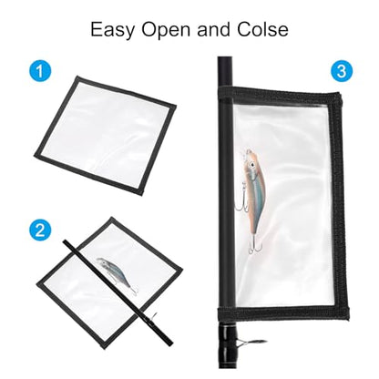 PATIKIL Fishing Lure Wrap Durable PVC Lure Covers Fishing Hook Cover Bait Storage Easily See Lures Keep Fishing Safe - color: Black, size: 4.3" x 7.9"
