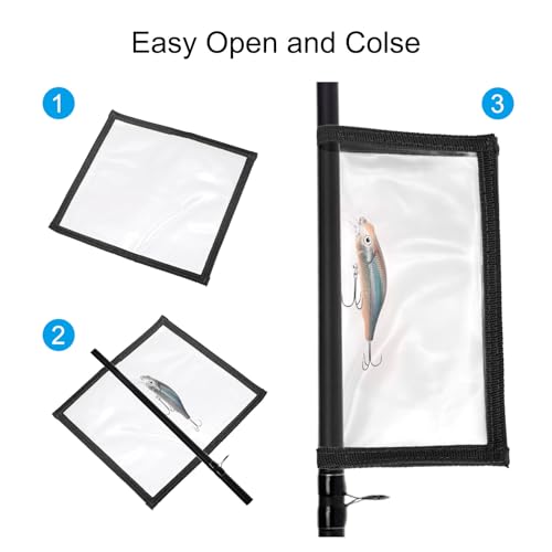 PATIKIL Fishing Lure Wrap Durable PVC Lure Covers Fishing Hook Cover Bait Storage Easily See Lures Keep Fishing Safe - color: Black, size: 3.9" x 7.1"