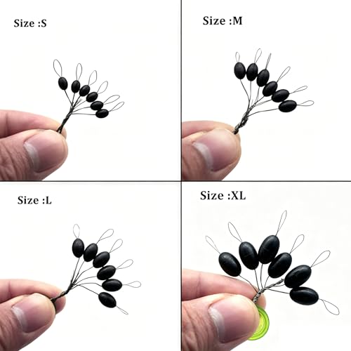 Super Big Fishing Stops Soft Silicone Luminous Glow Fishing Bobber Stopper,6 in 1 Beads Float Sinker Stops - color: Black, size: XL-300PCS