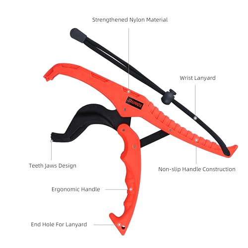 RUNCL Fishing Plier & Fish Lip Gripper Kit, Multi-Function Fishing Tools for Men, Premium Saltwater & Freshwater Fishing Gear, Ultimate Fishing Remover Extractor, Ideal Fishing Gifts for Men - style: 8" Orange Plier Gripper Kit