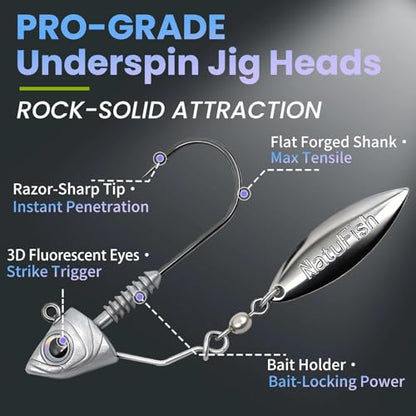 6-Pack Underspin Jig Heads Stacked Cone Keeper Brass Blade Never Rusts 3/16oz 1/4oz 3/8oz 1/2oz Bass Freshwater Saltwater - size: 1/2 oz_14g