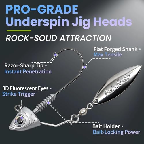 6-Pack Underspin Jig Heads Stacked Cone Keeper Brass Blade Never Rusts 3/16oz 1/4oz 3/8oz 1/2oz Bass Freshwater Saltwater - size: 3/8 oz_10g