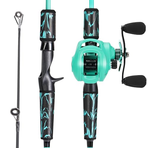 One Bass Fishing Rod and Reel Combo, IM6 Graphite 2Pc Blank Baitcasting Combo with SuperPolymer Handle