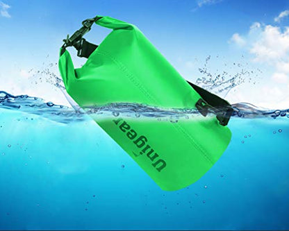 Unigear Dry Bag Waterproof, 2L/5L/10L/20L/30L/40L Floating and Lightweight Bags for Kayaking, Boating, Fishing, Swimming and Camping with Waterproof Phone Case - color: Green, size: 10L