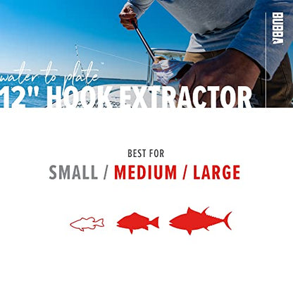 BUBBA Hook Extractor with Non-Slip Grip T-Handle with Marine Grade Stainless Steel Hook Extractor for Fishing and Angling - size: 12 inch