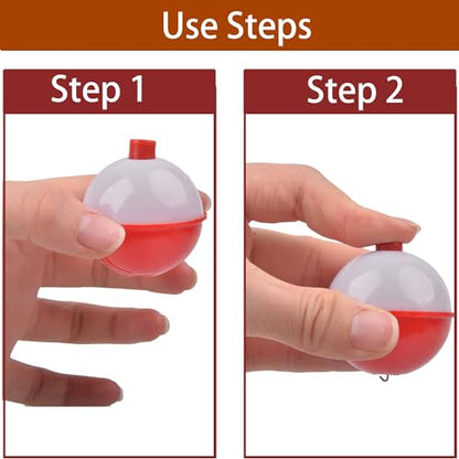 Fishing Bobbers Hard ABS Bobbers Snap-on Fishing Floats Push Button Round Buoy Float Bobbers for Crappie Panfish Walleyes Red and White 0.75"/1"/1.25"/1.5"/1.75"/2"/2.5" - size: 0.75inch - 40pcs