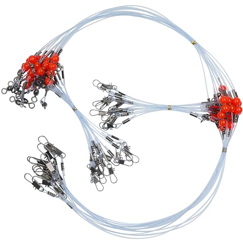 Fishing Leaders Saltwater Fishing Rigs Fishing Wire Leaders with Swivels Snaps High-Strength Fishing Leader Line Rig Bottom Rig Nylon Steel Sea Surf Fishing Rigs Tackle 1Arm 2Arms - color: Blue Nylon, style: 2 Arm, 12pcs