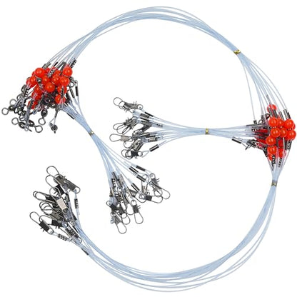 Fishing Leaders Saltwater Fishing Rigs Fishing Wire Leaders with Swivels Snaps High-Strength Fishing Leader Line Rig Bottom Rig Nylon Steel Sea Surf Fishing Rigs Tackle 1Arm 2Arms - color: Blue Nylon, style: 2 Arm, 12pcs