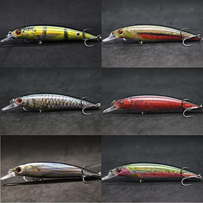 Minnow Crankbait for Bass Fishing Bass Lure Jerkbait Fishing Lures and Tackle Box - color: HM600KB3