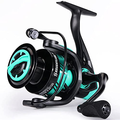 Sougayilang Fishing Reel, Ultralight Spinning Reel with Aluminum Spool, 5.2:1 High Speed Spinning Fishing Reel, 1000-6000 Series for Freshwater - color: Green, size: 6000