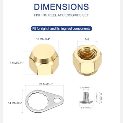 Fishing Reel Screw Nut Caps, Right Handle Knob Locking Plate Nut Replacement Parts - color: Champagne Gold, size: M8
