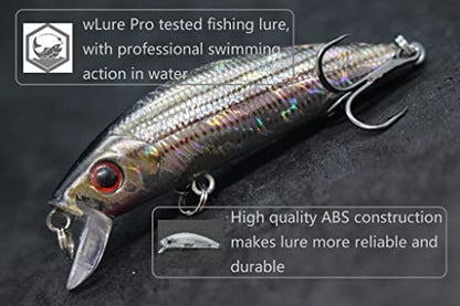 Minnow Crankbait for Bass Fishing Bass Lure Jerkbait Fishing Lures and Tackle Box - color: HM219KB