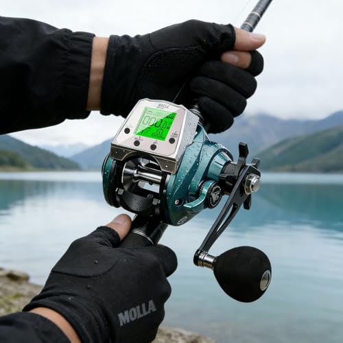 Digital Baitcasting Fishing Reel with LCD Display,8 oz Ultralight Electric Baitcaster Reel, 22-35 Lb Max Drag,6.3:1/7.2:1 Gear Ratio,Left/Right Handed,Compact Design for Freshwater & Saltwater - color: Greener-Right Hand, size: 35Lb-12 Smart
