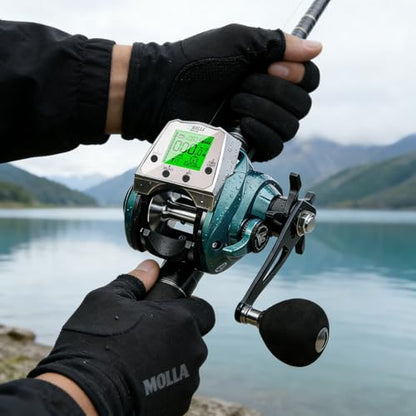 Digital Baitcasting Fishing Reel with LCD Display,8 oz Ultralight Electric Baitcaster Reel, 22-35 Lb Max Drag,6.3:1/7.2:1 Gear Ratio,Left/Right Handed,Compact Design for Freshwater & Saltwater - color: Greener-Right Hand, size: 35Lb-12 Smart