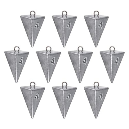 Alwonder Pyramid Sinkers Lead Fishing Weights for Surf Pompano Catfishing | Pyramid Weights 1oz-2LB Saltwater Freshwater Fishing Sinkers No-Roll Triangle Inshore Ocean Beach Casting Bottom Pier Fishing - size: 4oz-10 Pack