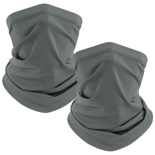 TICONN Neck Gaiter Face Cover Scarf, Neck Warmer Breathable Sun & Wind-proof for Skiing Fishing Hiking Cycling - color: Dark Gray-2pk, style: Quick Dry
