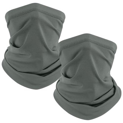 TICONN Neck Gaiter Face Cover Scarf, Neck Warmer Breathable Sun & Wind-proof for Skiing Fishing Hiking Cycling - color: Dark Gray-2pk, style: Quick Dry