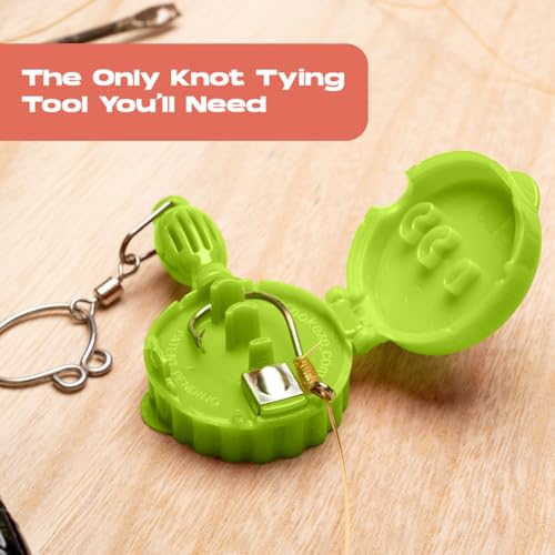 HOOK-EZE Fly Fishing Accessories - Fishing Knot Tying Tool for Tying Fishing Line to Hooks - Fishing Gear and Equipment, Gadget to Tie Knots Quick and Easy - Fishing Gifts for Men - color: Lime Green