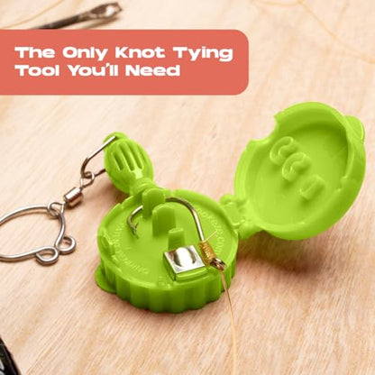 HOOK-EZE Fly Fishing Accessories - Fishing Knot Tying Tool for Tying Fishing Line to Hooks - Fishing Gear and Equipment, Gadget to Tie Knots Quick and Easy - Fishing Gifts for Men - color: Lime Green