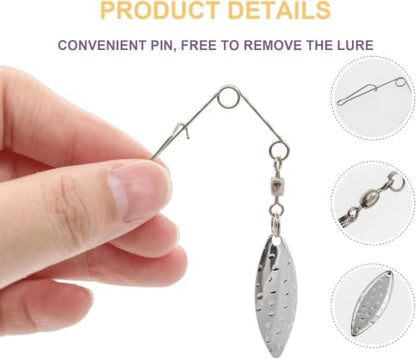 50PCS Fishing Spinner Blades Rigs Fishing Spinnerbait Smooth Spoons Kit | Replacement Accessories for Colorado Blade Making Spinner Shaft Bass Fishing Lures - color: 50Pcs Mixed Silver