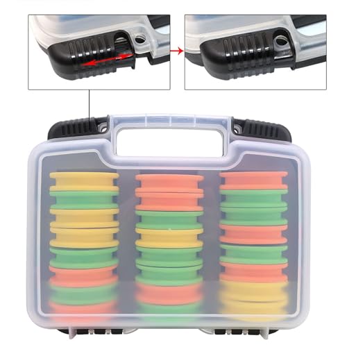 HERCHR 24PCS 68mm Round Fishing Line Foam Spools, Fishing Rigs Spools Foam Boards Fishing Line Storage Holder with Storage Box Fishing Winding Boards Fishing Line Spooler Winder