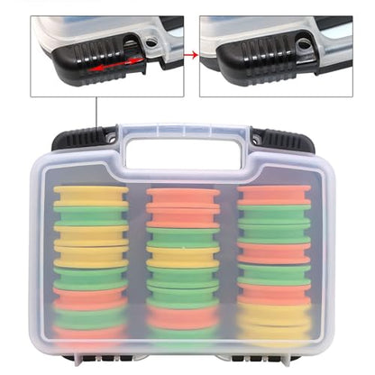 HERCHR 24PCS 68mm Round Fishing Line Foam Spools, Fishing Rigs Spools Foam Boards Fishing Line Storage Holder with Storage Box Fishing Winding Boards Fishing Line Spooler Winder