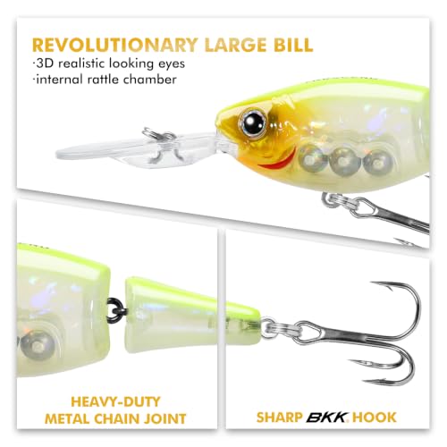 TRUSCEND Swimmax Easy Catch Fishing Lures with BKK Hooks, Wiggling, Vibrating, Rattling and Gurgling for More Bite, Heavy-Duty Dyneema Fiber Jointed Swimbaits for Bass, Trout, Walleye, Crappie, Pike - color: E1-2.8"-0.46oz