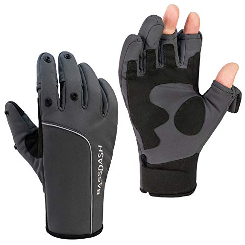 Bassdash WintePro Insulated Fishing Gloves Water Repellent with Fleece Lining Cold Weather Winter Gloves for Men Women Ice Fishing Hunting Photography Hiking - color: Grey, size: Small