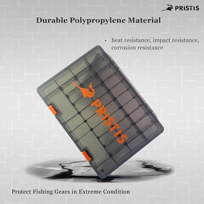 Pristis 2pcs Tackle Trays, 10.1"L 3600 High Strength Plastic Lure Storage, Container with Removable Dividers, Portable Tool Box for Hardware Fitting & Fishing Parts, Adjustable Compartment Organizer