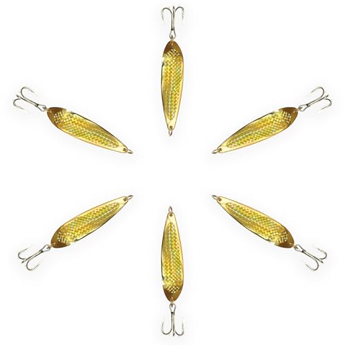 Crocodile Spoon Fishing Lures 3oz, 6 Pcs Gold with Gold Tape and Treble Hooks, for Saltwater & Freshwater Casting, Includes Heavy-Duty Hook Setup, Ideal for Tuna, Bass, Trout, Walleye & More