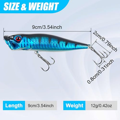 8PCS Fishing Lures Popper Lures Shadllow Deep Diving Swimbait Crankbait Fish Wobble Hard Fishing Baits for Bass Trout Freshwater and Saltwater Fish Tackles 3.54inch/4.0inch - color: 3.54inch - 8pcs