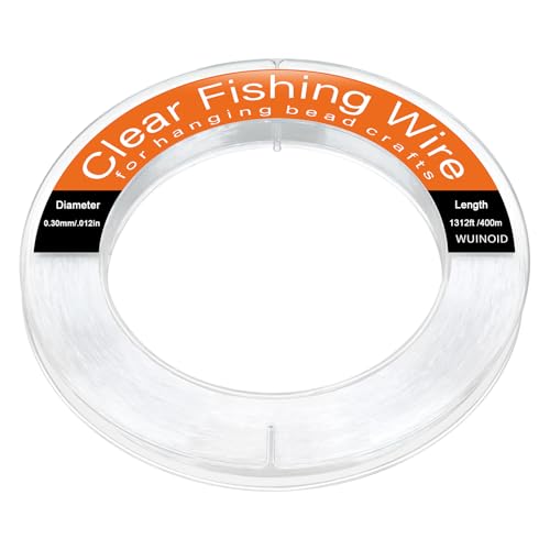Clear Fishing Line Wire 755 ft, Invisible Monofilament Fishing Line Wire, Nylon String for Hanging Balloons Garland Crafts Picture Decorations, Clear String Threads Cords WUINOID - style: 0.3mm/1312ft