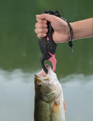 Fish Gripper 9.2",Fish Grabber Tool with Lanyard,Fish Holder for Saltwater - color: pink