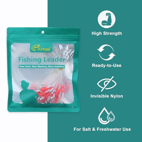 12/24pc Mono Leader Rigs - High Low Surf Fishing, Snaps, Swivels, Beads, 1/2 Arm for Bait, Lure, Hook, Salt/Freshwater