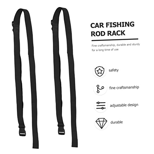 2Pcs Vehicle Mounted Fishing Rod Holder Strap Portable Car Fishing Pole Carrier Durable Fixing Band for Easy Installation and Storage of Up to Rods