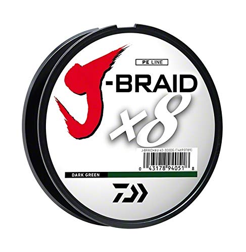 Daiwa J-Braid 300M 8-Strand Woven Round Braid Line - color: DARK GREEN, size: 6 lb