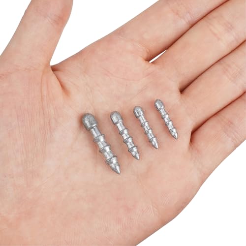 Bass Fishing Nail Weights Sinkers, 40pcs Wacky Worm Weights Insert Sinkers for Placstic Soft Wacky Worm Lures Wacky Rig Neko Rig 4 Sizes
