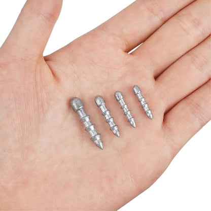 Bass Fishing Nail Weights Sinkers, 40pcs Wacky Worm Weights Insert Sinkers for Placstic Soft Wacky Worm Lures Wacky Rig Neko Rig 4 Sizes