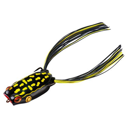 BOOYAH Poppin' Pad Crasher Topwater Bass Fishing Hollow Body Frog Lure with Weedless Hooks - color: Dart Frog