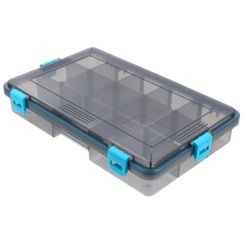Fishing Lure Storage Box Waterproof Large Utility Tackle Box with Adjustable Dividers and Four Lock Closures Blue for Fishing Gear and Bait Organization